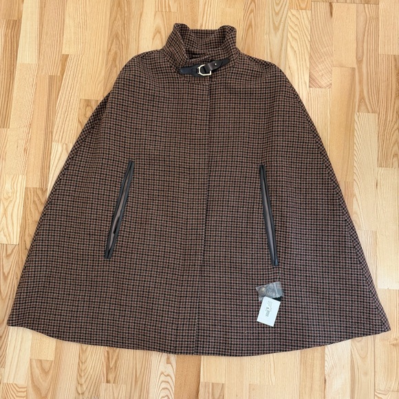 Lauren Ralph Lauren Jackets & Blazers - NWT Lauren Ralph Lauren Houndstooth Wool Blend Cape, Size M/L